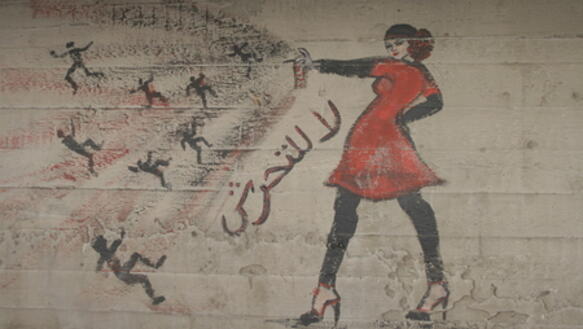 Graffiti gegen sexuelle Belästigung auf einer Häuserwand in Kairo