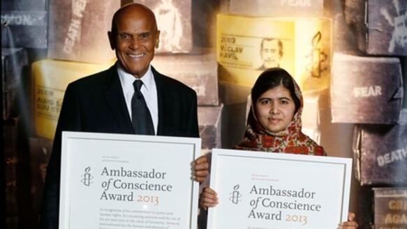 Wurden von Amnesty als "Ambassador of Conscience" ausgezeichnet: Harry Belafonte und Malala Yousafzai