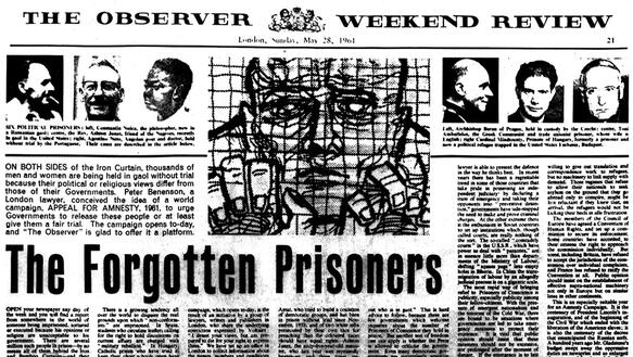 Kopie eines Zeitungsartikels mit der Überschrift "The Forgotten Prisoners"