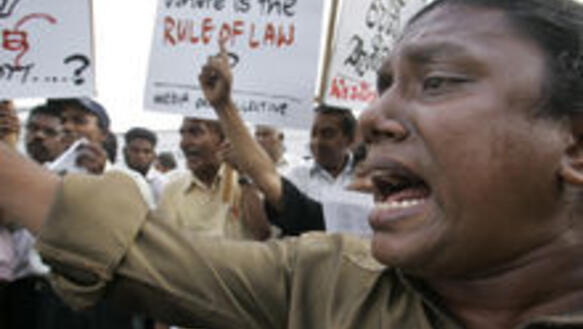 Demonstranten fordern freie Medien in Sri Lanka, Colombo, Sri Lanka, 6. Januar 2009