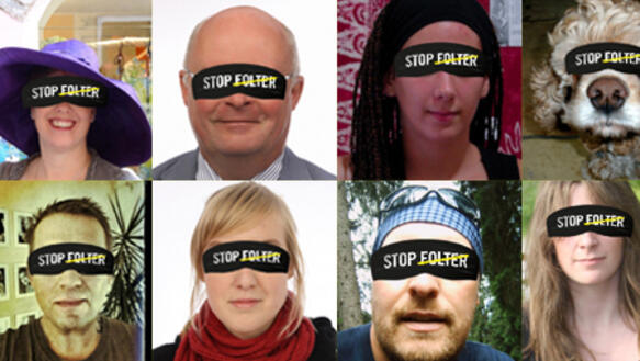 Foto-Demo: "Schau nicht weg: Stop Folter"