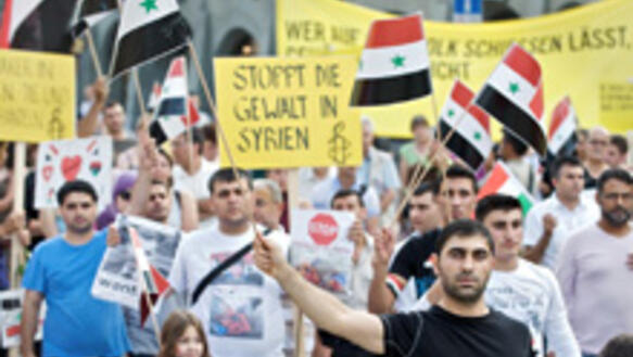 Gegen Folter und Gewalt in Syrien: Demonstration in Bern, 18. August 2011.