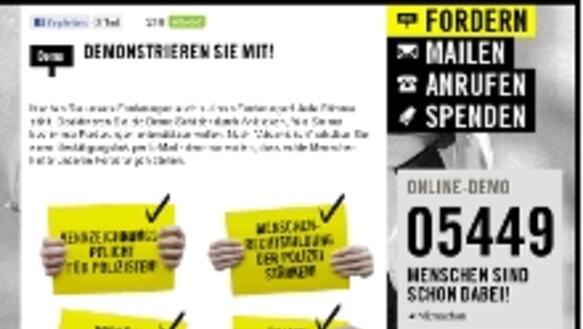 Online-Demonstration von Amnesty International gegen Polizeigewalt