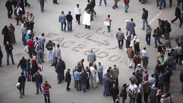 Demonstranten auf dem Tahrir-Platz in Kairo, Januar 2011