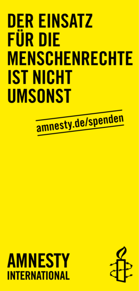 Cover: Faltblatt "Einsatz für Menschenrechte ist nicht umsonst"