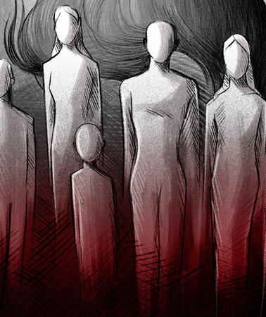 Das Bild zeigt eine Illustration, es sind Menschen, ohne Gesichter